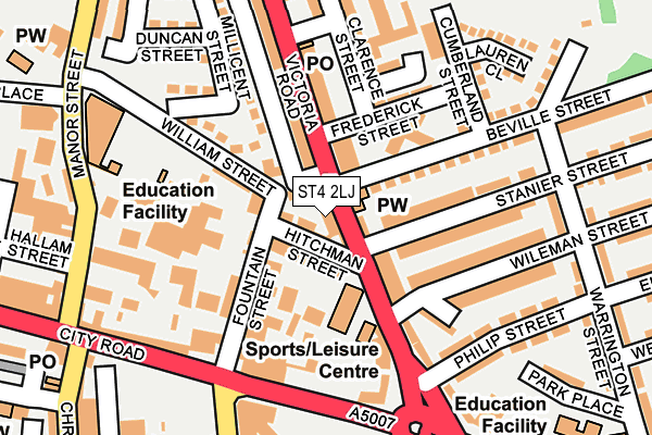 ST4 2LJ map - OS OpenMap – Local (Ordnance Survey)