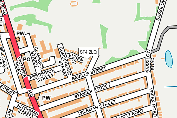 ST4 2LQ map - OS OpenMap – Local (Ordnance Survey)