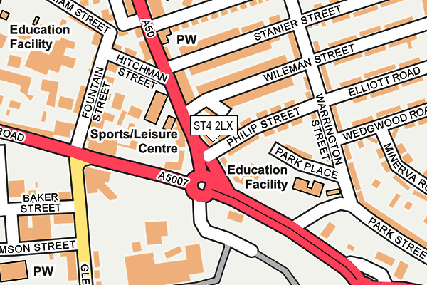 ST4 2LX map - OS OpenMap – Local (Ordnance Survey)