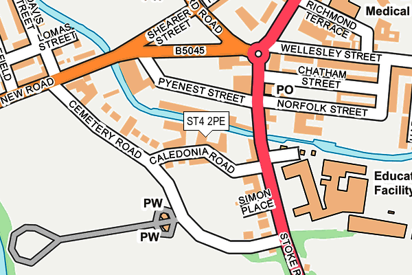 ST4 2PE map - OS OpenMap – Local (Ordnance Survey)