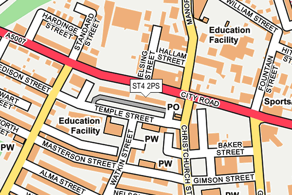 ST4 2PS map - OS OpenMap – Local (Ordnance Survey)