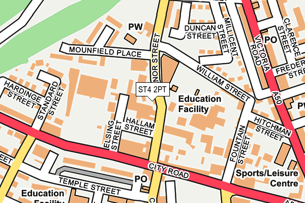 ST4 2PT map - OS OpenMap – Local (Ordnance Survey)