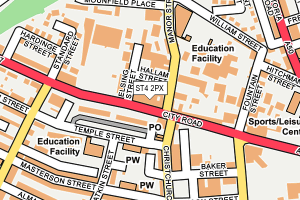 ST4 2PX map - OS OpenMap – Local (Ordnance Survey)