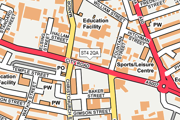 ST4 2QA map - OS OpenMap – Local (Ordnance Survey)