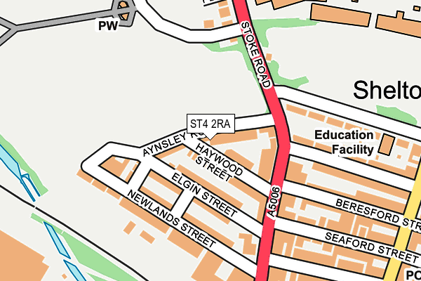 ST4 2RA map - OS OpenMap – Local (Ordnance Survey)