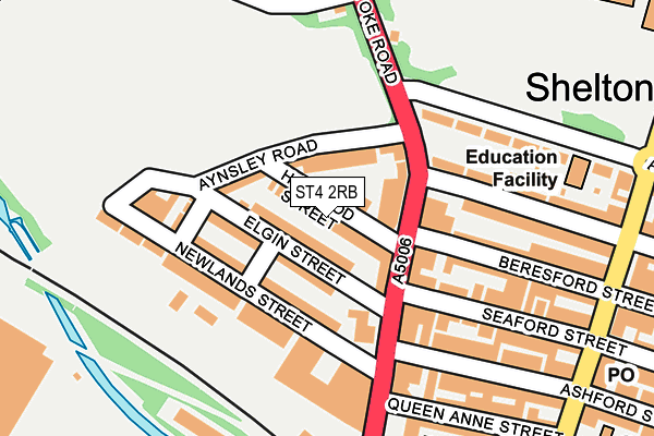 ST4 2RB map - OS OpenMap – Local (Ordnance Survey)