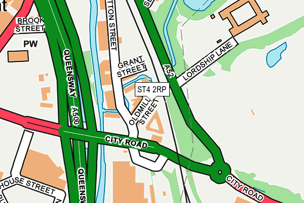 ST4 2RP map - OS OpenMap – Local (Ordnance Survey)