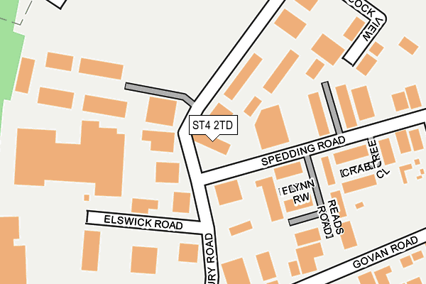 ST4 2TD map - OS OpenMap – Local (Ordnance Survey)