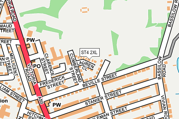 ST4 2XL map - OS OpenMap – Local (Ordnance Survey)