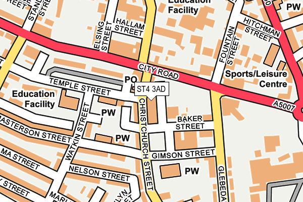 ST4 3AD map - OS OpenMap – Local (Ordnance Survey)