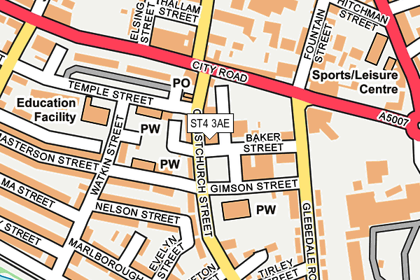 ST4 3AE map - OS OpenMap – Local (Ordnance Survey)