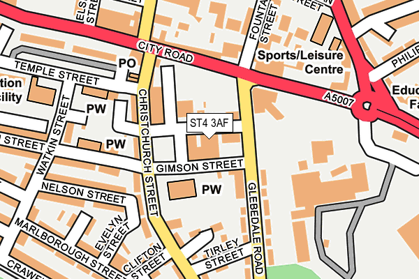 ST4 3AF map - OS OpenMap – Local (Ordnance Survey)