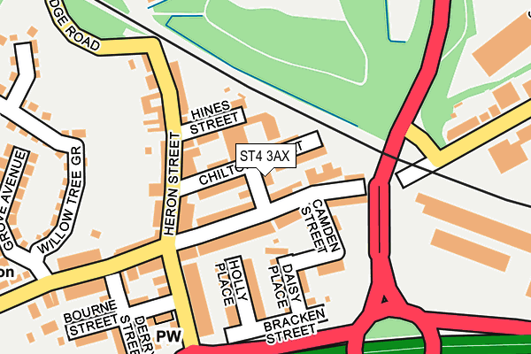 ST4 3AX map - OS OpenMap – Local (Ordnance Survey)