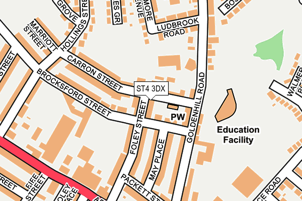 ST4 3DX map - OS OpenMap – Local (Ordnance Survey)