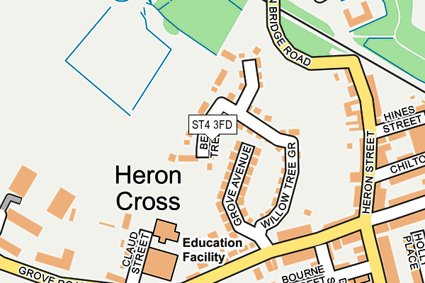 ST4 3FD map - OS OpenMap – Local (Ordnance Survey)