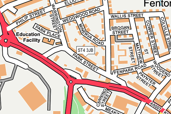 ST4 3JB map - OS OpenMap – Local (Ordnance Survey)