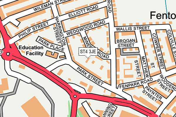 ST4 3JE map - OS OpenMap – Local (Ordnance Survey)