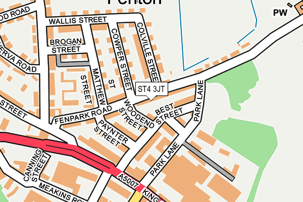 ST4 3JT map - OS OpenMap – Local (Ordnance Survey)
