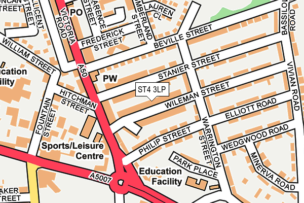 ST4 3LP map - OS OpenMap – Local (Ordnance Survey)