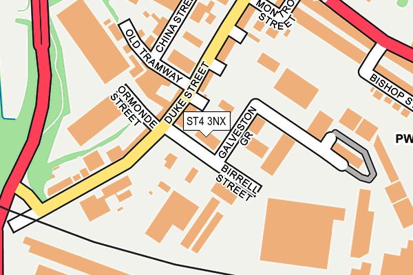 ST4 3NX map - OS OpenMap – Local (Ordnance Survey)