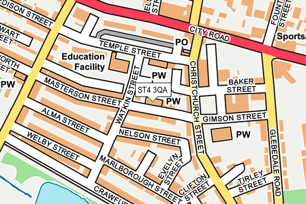 ST4 3QA map - OS OpenMap – Local (Ordnance Survey)