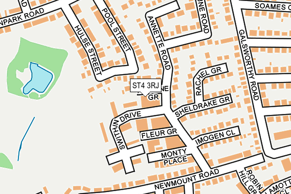 ST4 3RJ map - OS OpenMap – Local (Ordnance Survey)