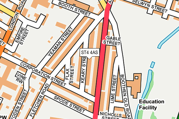ST4 4AS map - OS OpenMap – Local (Ordnance Survey)