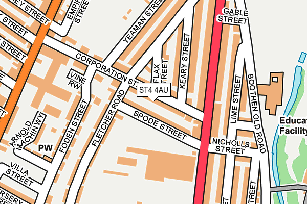 ST4 4AU map - OS OpenMap – Local (Ordnance Survey)