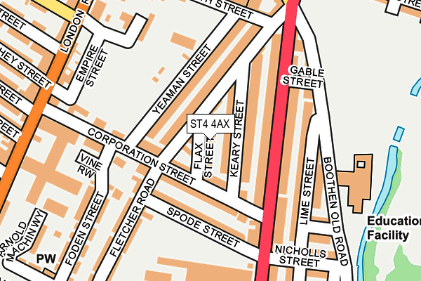 ST4 4AX map - OS OpenMap – Local (Ordnance Survey)