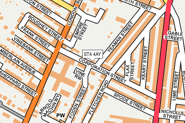 ST4 4AY map - OS OpenMap – Local (Ordnance Survey)