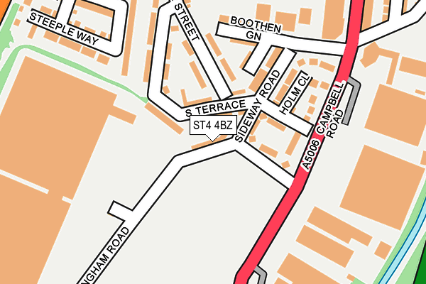 ST4 4BZ map - OS OpenMap – Local (Ordnance Survey)