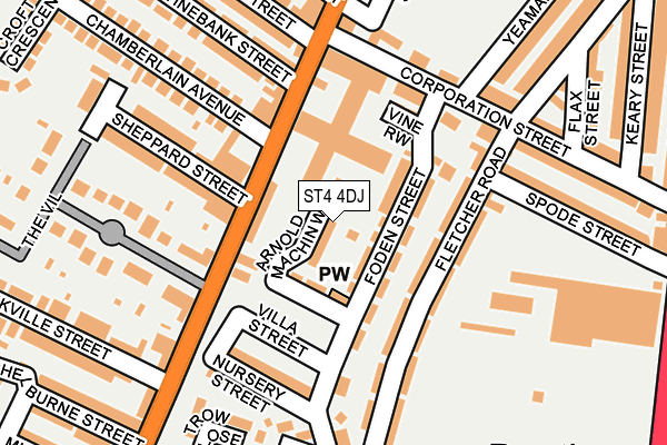 ST4 4DJ map - OS OpenMap – Local (Ordnance Survey)