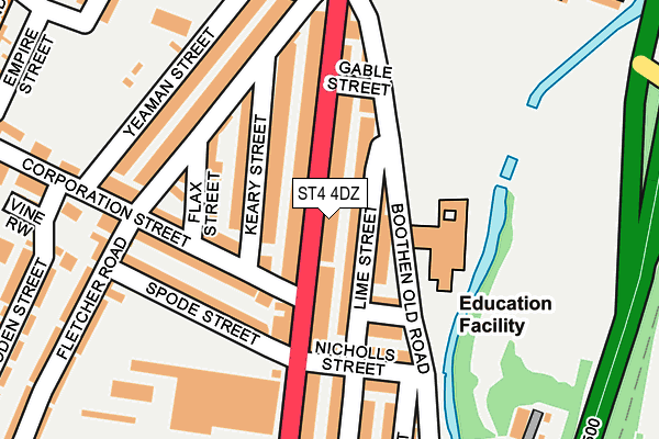 ST4 4DZ map - OS OpenMap – Local (Ordnance Survey)