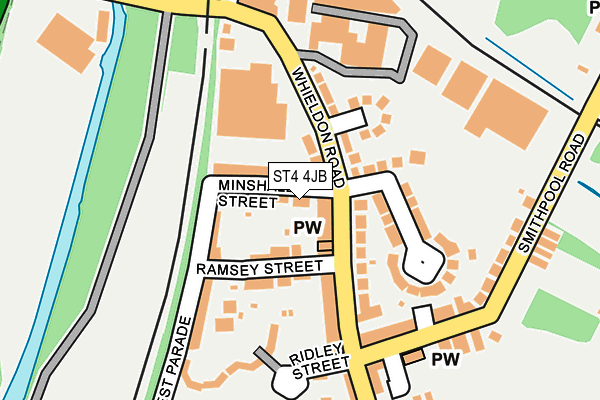 ST4 4JB map - OS OpenMap – Local (Ordnance Survey)