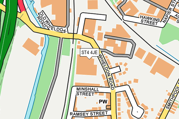 ST4 4JE map - OS OpenMap – Local (Ordnance Survey)