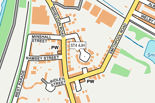 ST4 4JH map - OS OpenMap – Local (Ordnance Survey)