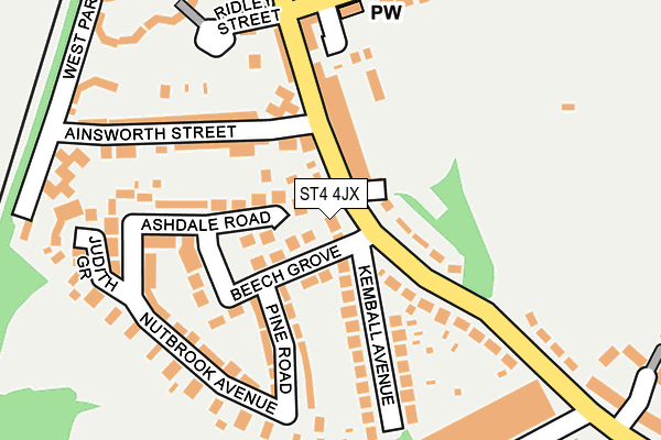 ST4 4JX map - OS OpenMap – Local (Ordnance Survey)