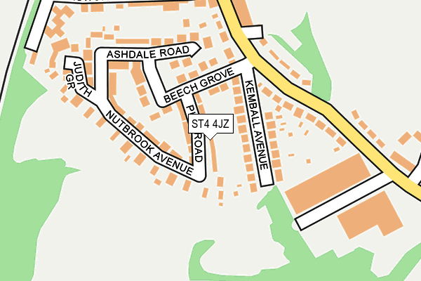 ST4 4JZ map - OS OpenMap – Local (Ordnance Survey)