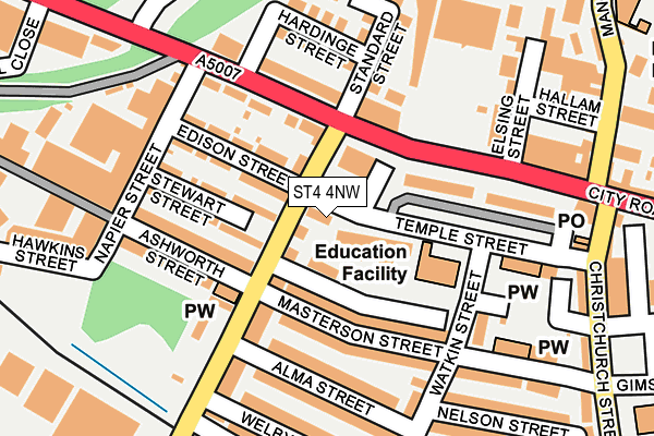 ST4 4NW map - OS OpenMap – Local (Ordnance Survey)