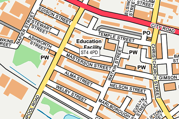 ST4 4PD map - OS OpenMap – Local (Ordnance Survey)