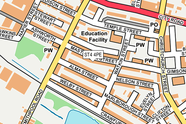 ST4 4PE map - OS OpenMap – Local (Ordnance Survey)