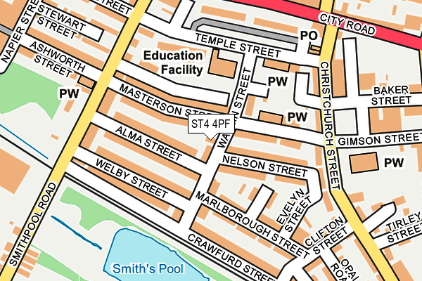 ST4 4PF map - OS OpenMap – Local (Ordnance Survey)