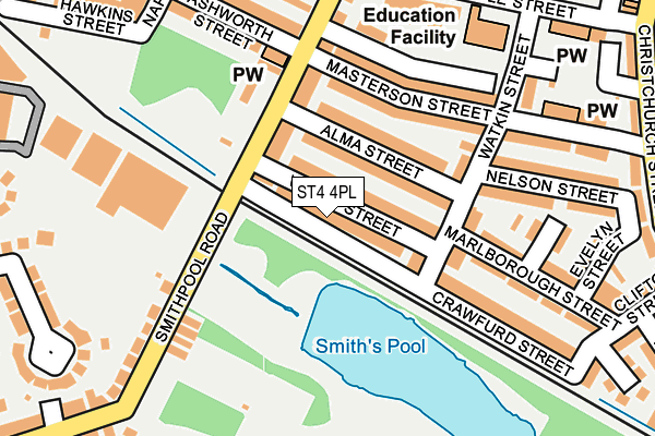 ST4 4PL map - OS OpenMap – Local (Ordnance Survey)