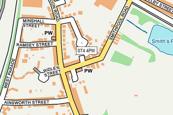 ST4 4PW map - OS OpenMap – Local (Ordnance Survey)