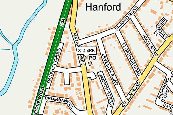 ST4 4RB map - OS OpenMap – Local (Ordnance Survey)