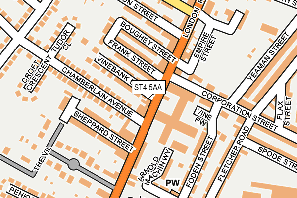ST4 5AA map - OS OpenMap – Local (Ordnance Survey)