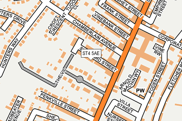 ST4 5AE map - OS OpenMap – Local (Ordnance Survey)
