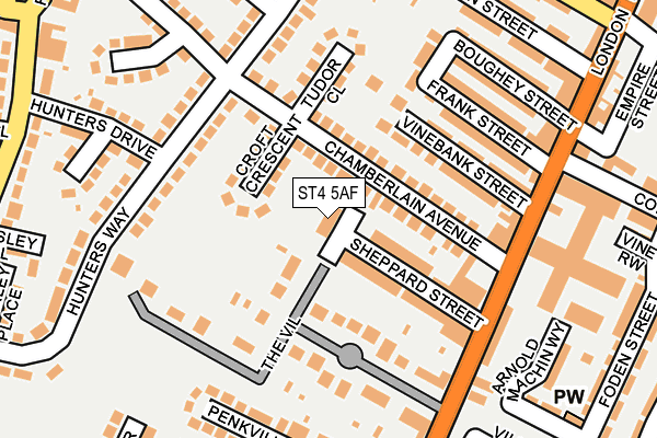 ST4 5AF map - OS OpenMap – Local (Ordnance Survey)