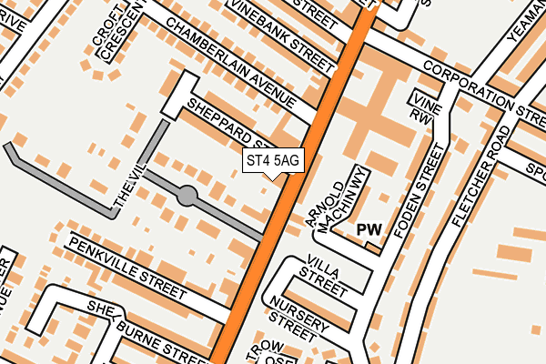 ST4 5AG map - OS OpenMap – Local (Ordnance Survey)