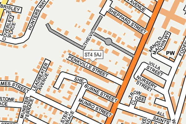 ST4 5AJ map - OS OpenMap – Local (Ordnance Survey)